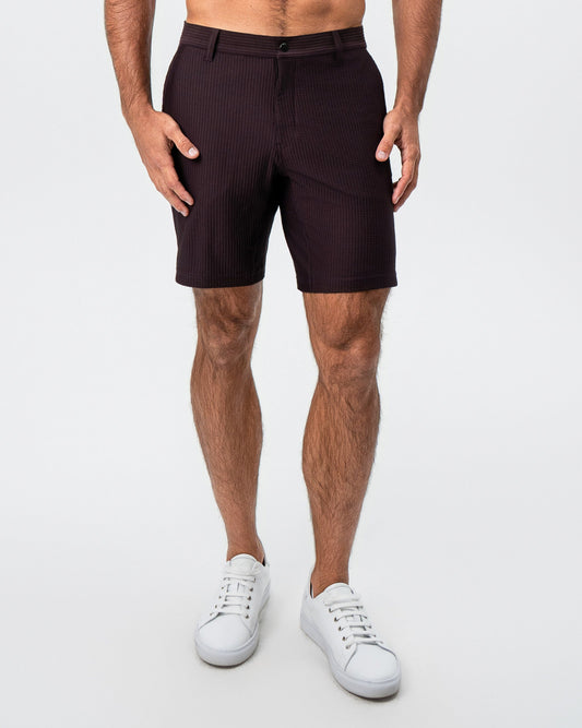 Athletic Fit Shorts - Plum Seersucker