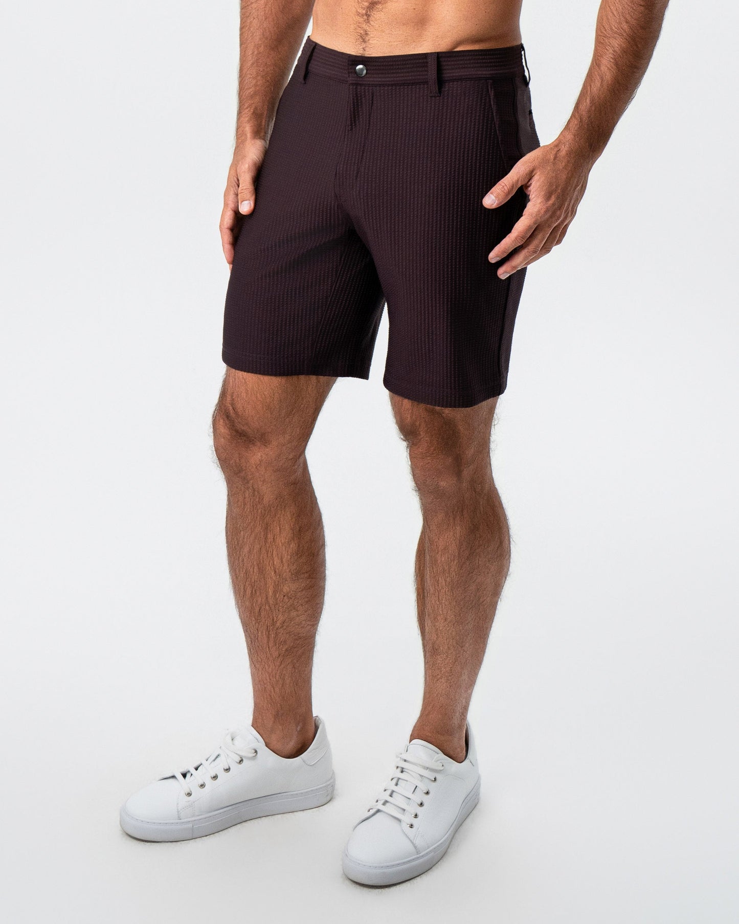 Athletic Fit Shorts - Plum Seersucker