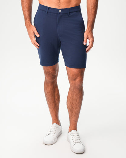 Athletic Fit Pique Shorts - Navy