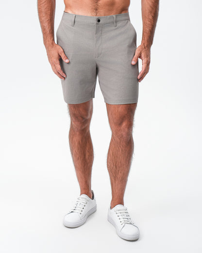 Brushed Athletic Fit Short - Stone Crosshatch