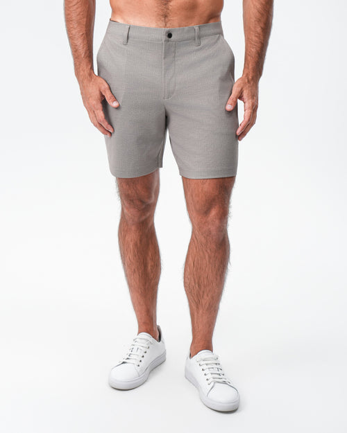 Brushed Athletic Fit Short - Stone Crosshatch