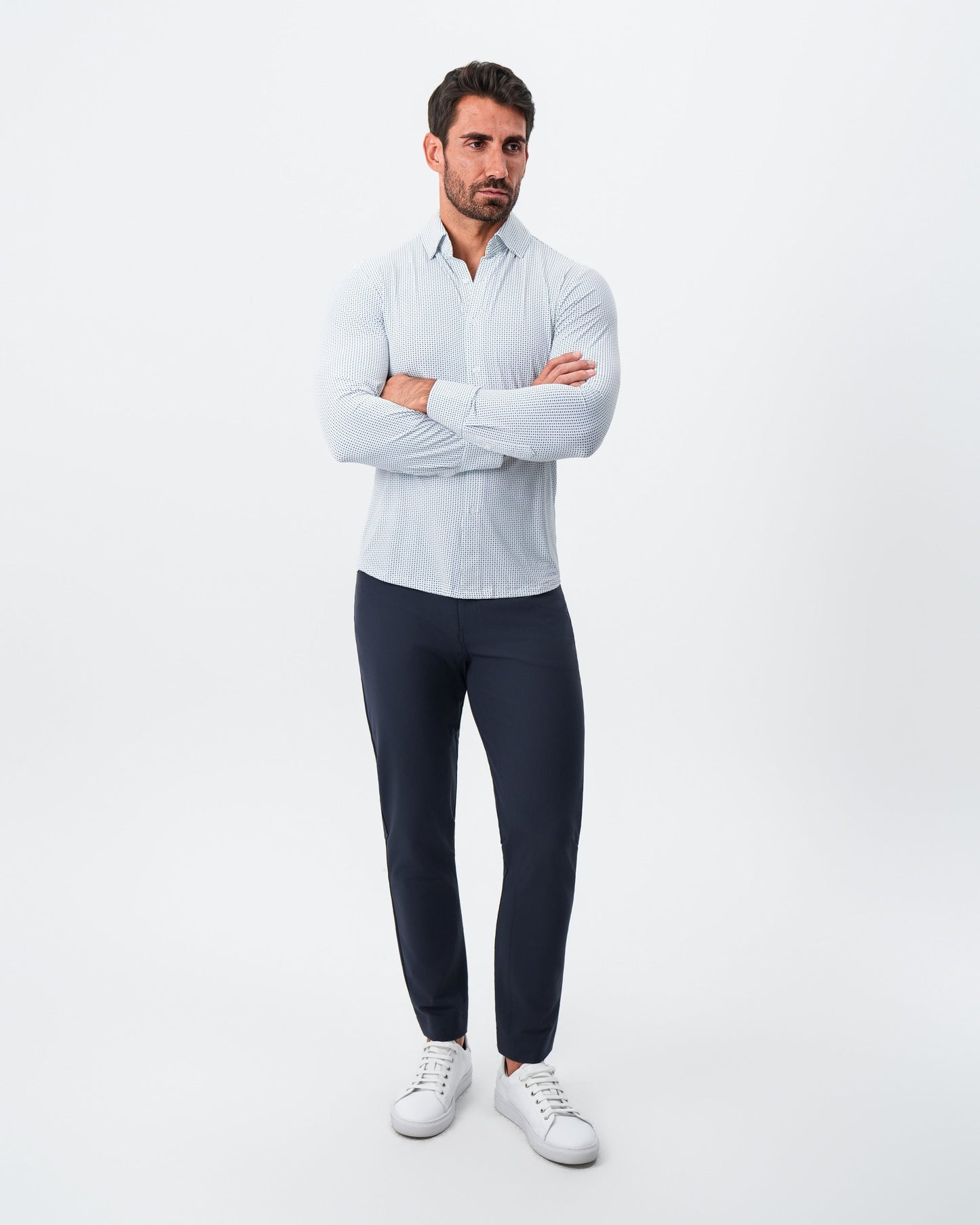 "The Guy" Sport Shirt - Navy & Light Blue Plus Print