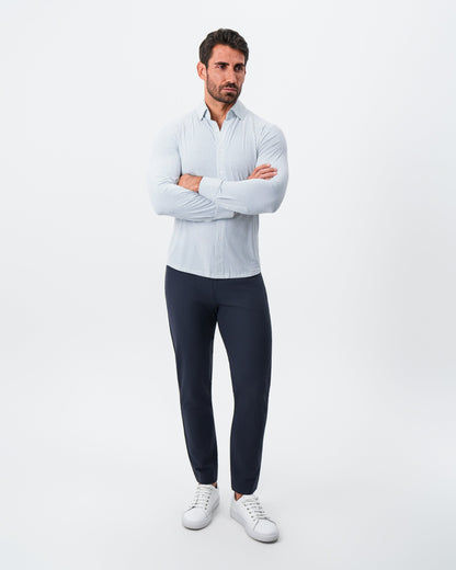"The Guy" Sport Shirt - Navy & Light Blue Plus Print