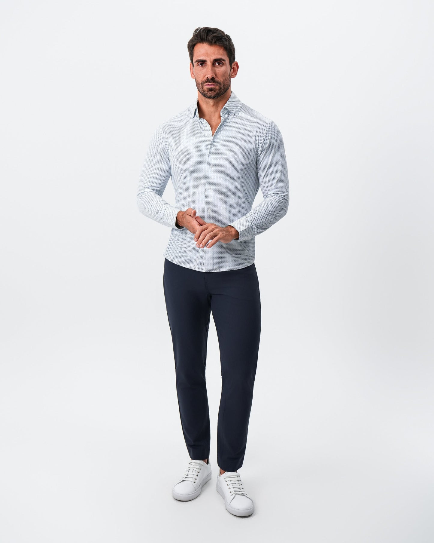 "The Guy" Sport Shirt - Navy & Light Blue Plus Print