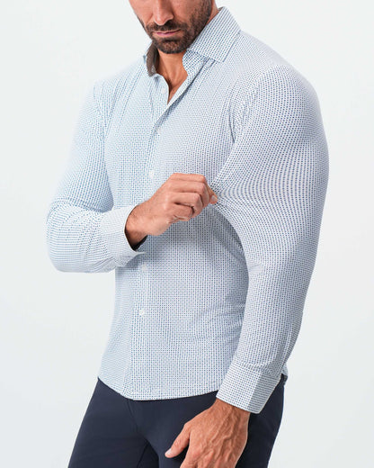 "The Guy" Sport Shirt - Navy & Light Blue Plus Print