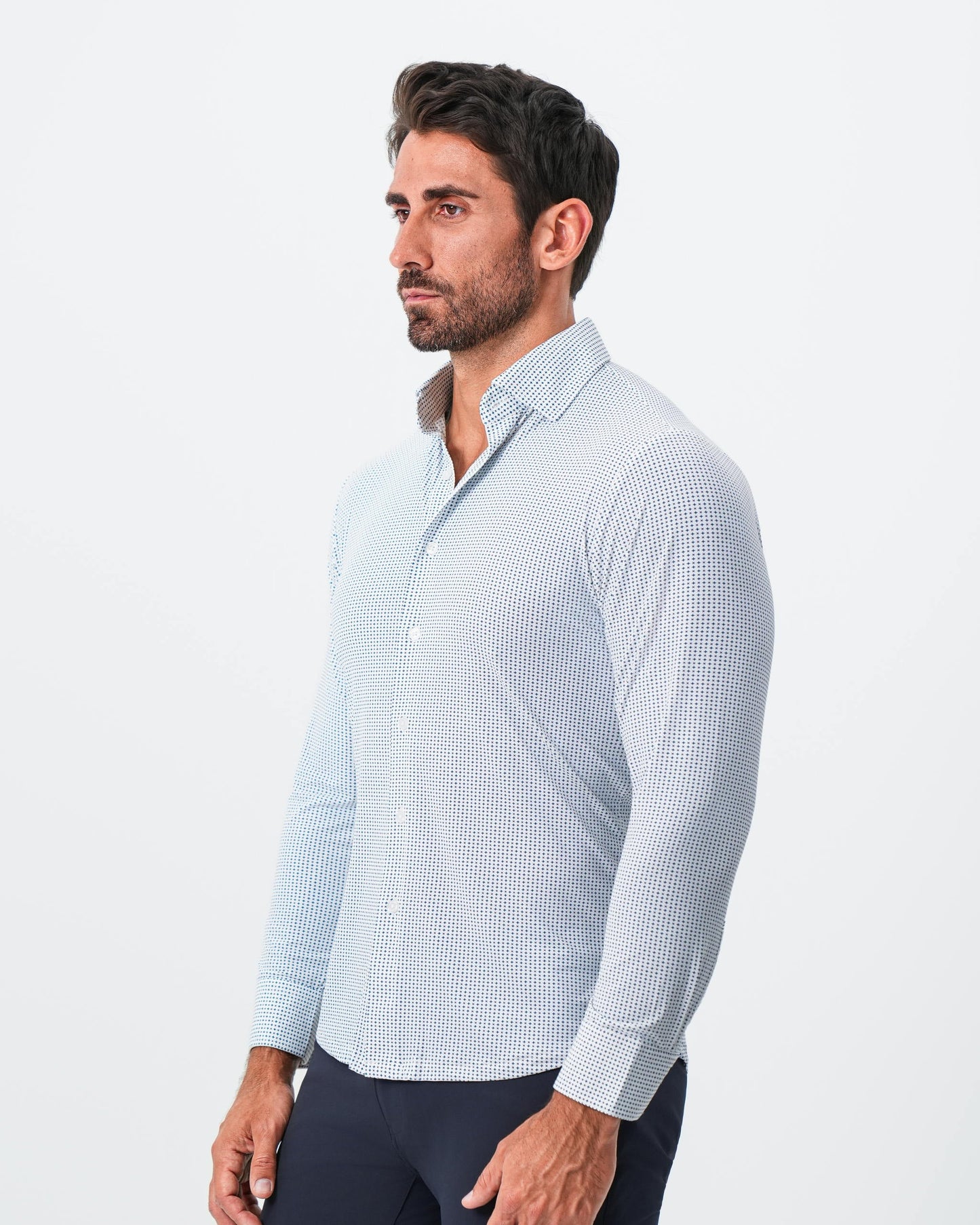 "The Guy" Sport Shirt - Navy & Light Blue Plus Print