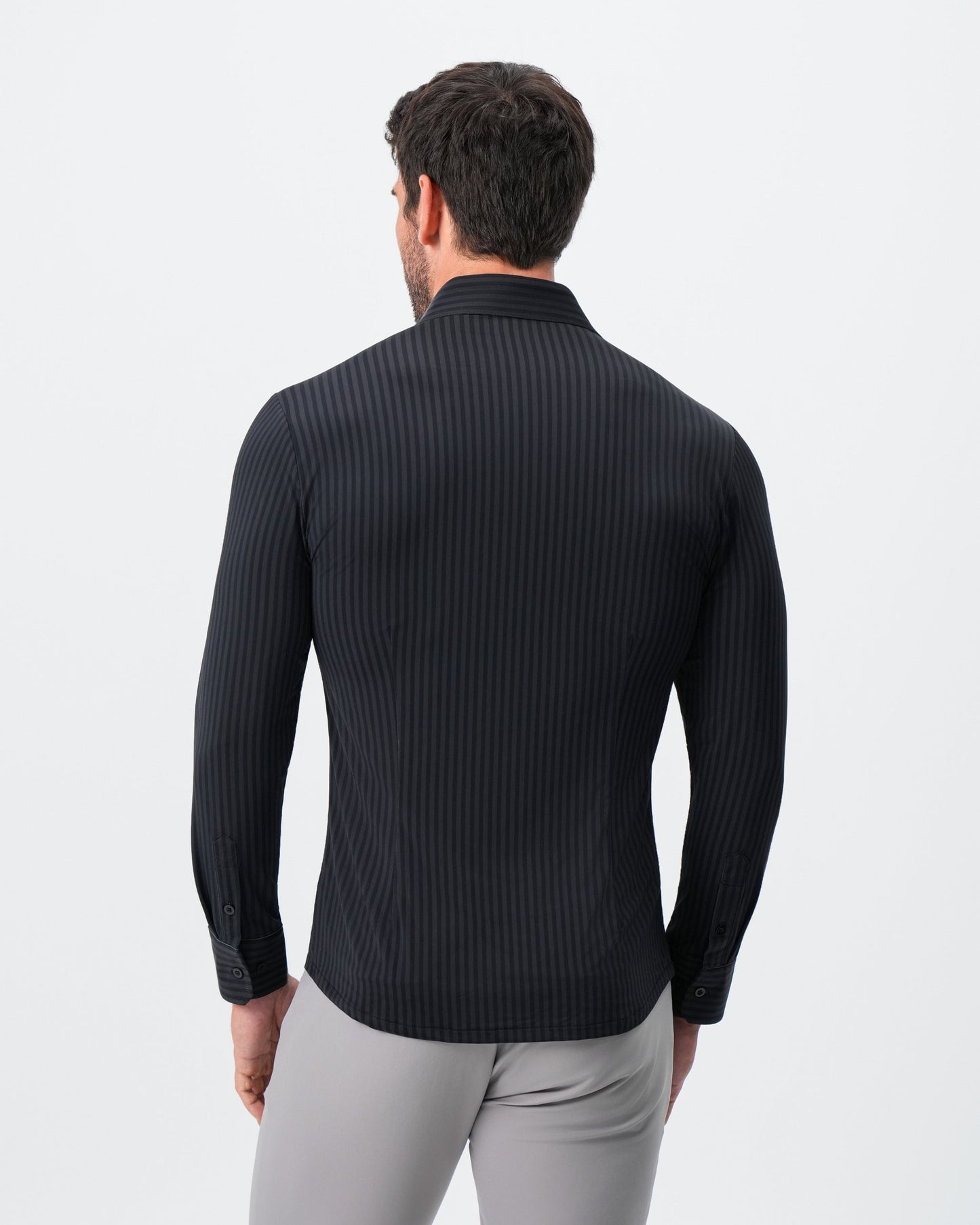 "The Hartley" Sport Shirt - Black & Grey Bengal Stripe