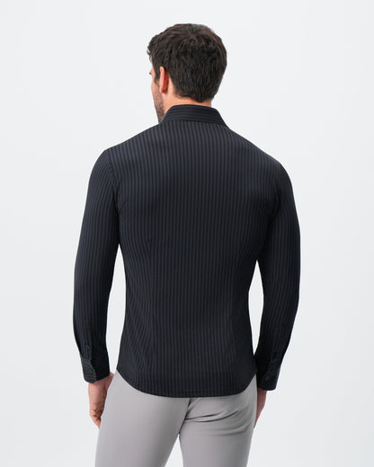 "The Hartley" Sport Shirt - Black & Grey Bengal Stripe