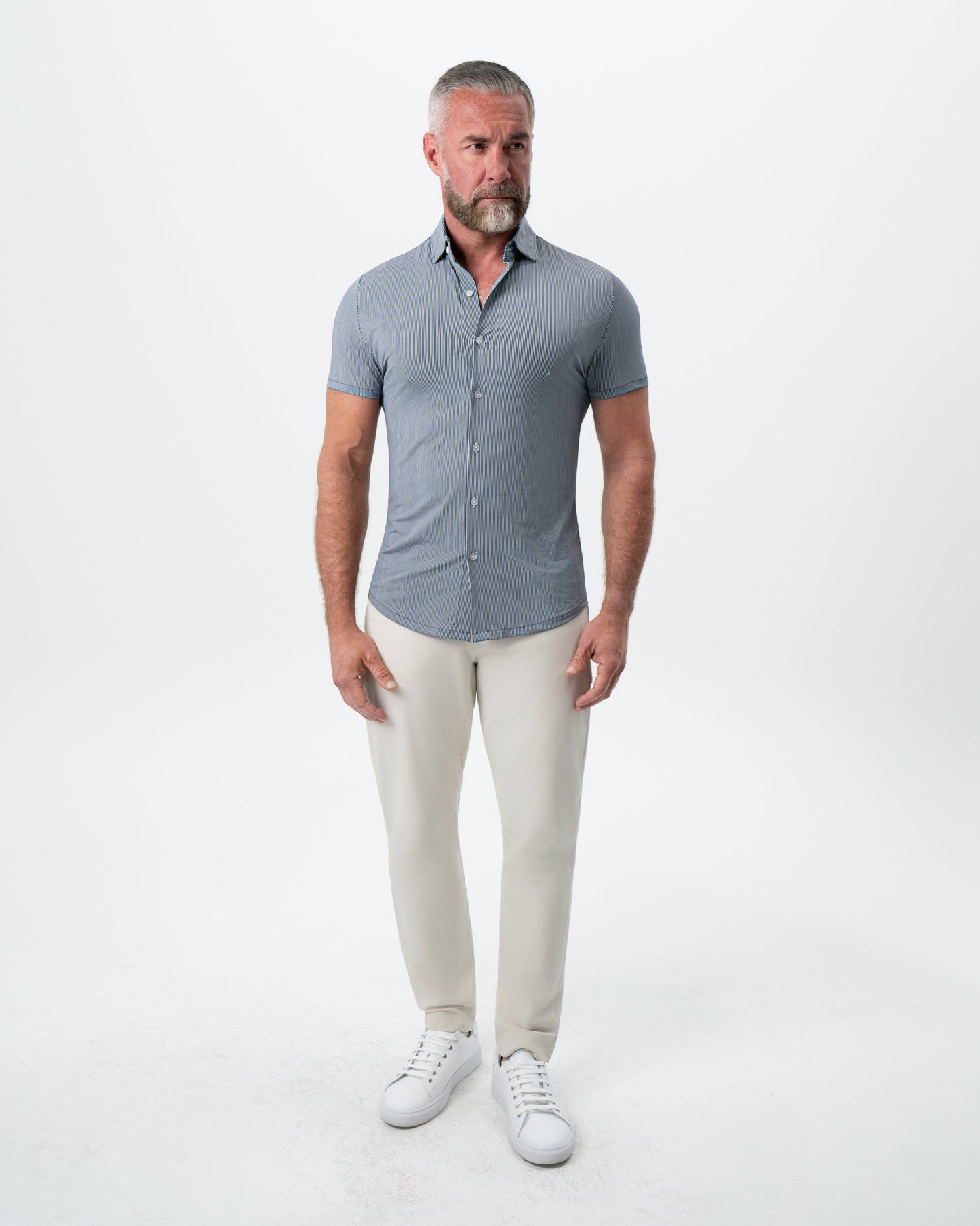 "The Lombardi" Navy Print Stripe