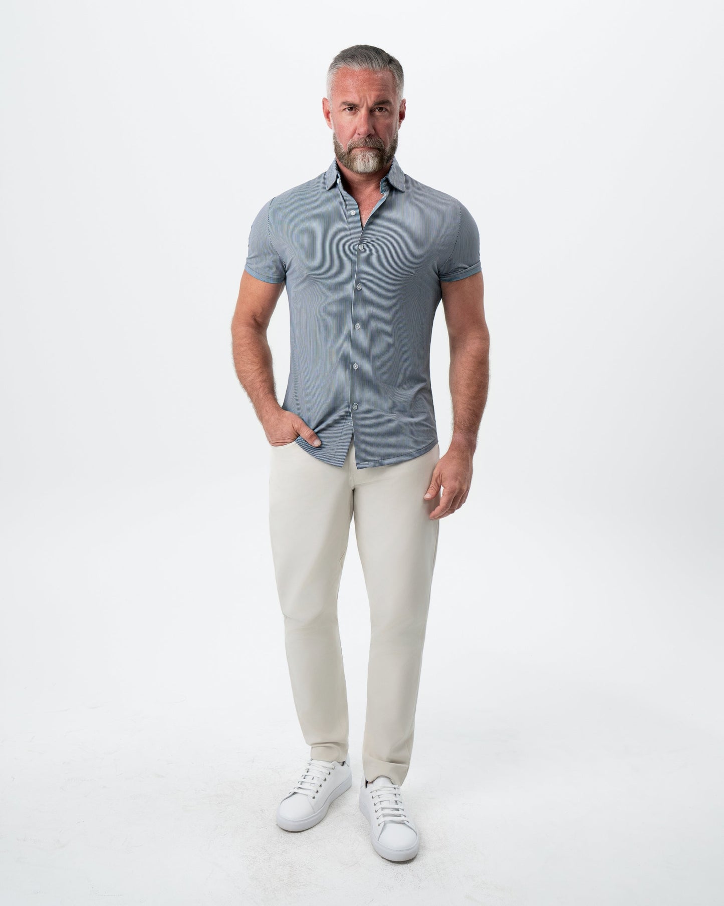 "The Lombardi" Navy Print Stripe