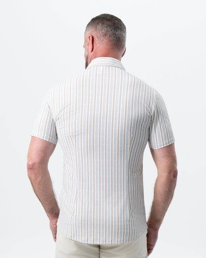"The Maui" Light Blue & Brown Stripe
