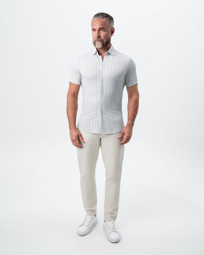 "The Maui" Light Blue & Brown Stripe