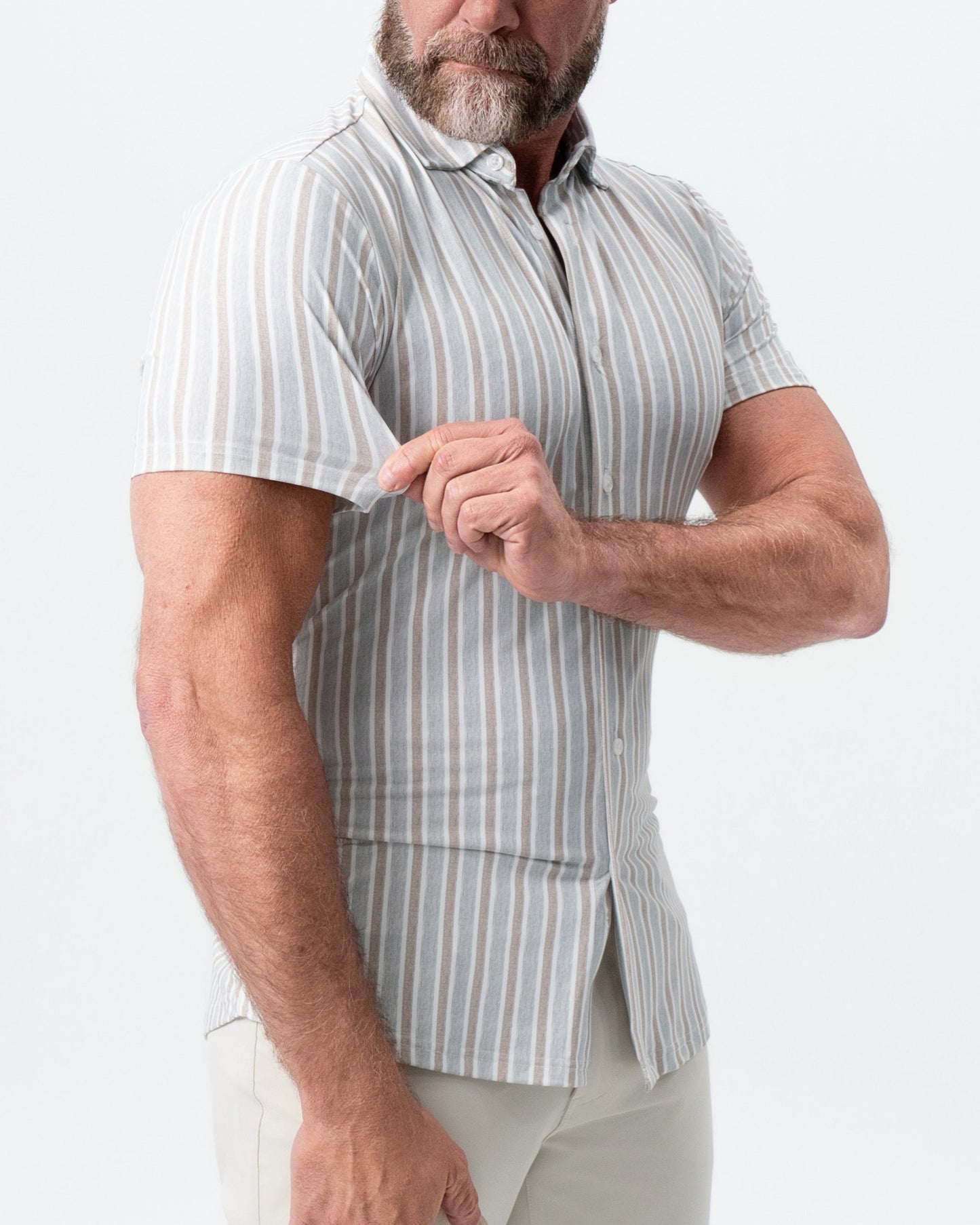"The Maui" Light Blue & Brown Stripe