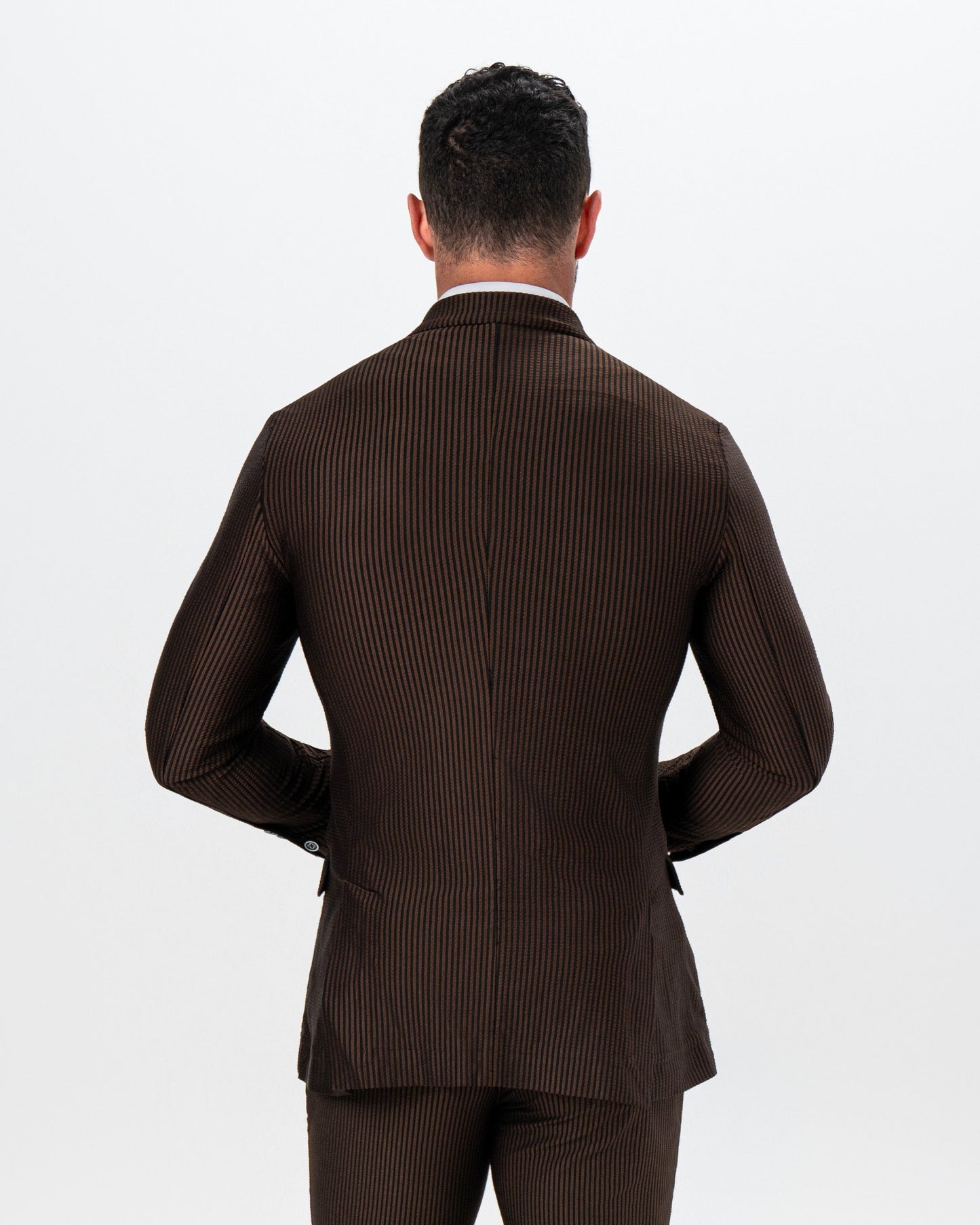 Athletic Fit Stretch Blazer - Brown & Black Seersucker