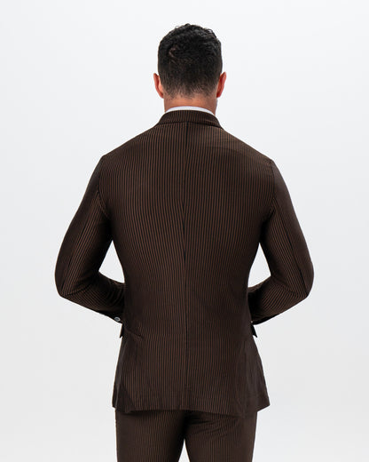 Athletic Fit Stretch Blazer - Brown & Black Seersucker