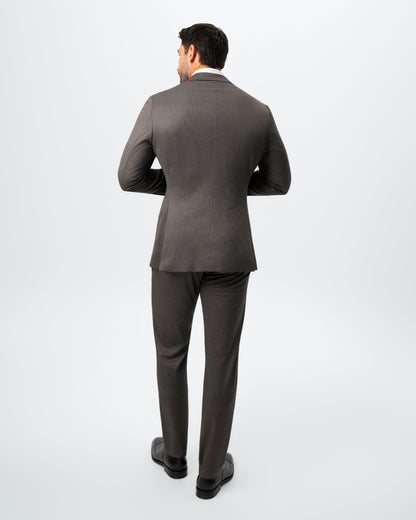 Athletic Fit Stretch Suit - Brown Houndstooth