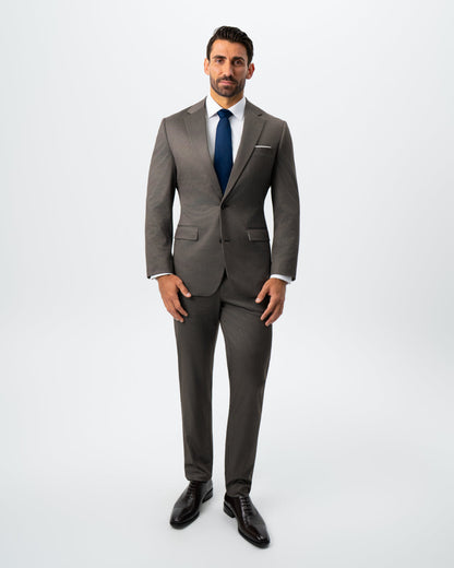 Athletic Fit Stretch Suit - Brown Houndstooth