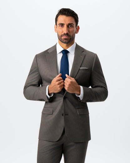 Athletic Fit Stretch Suit - Brown Houndstooth
