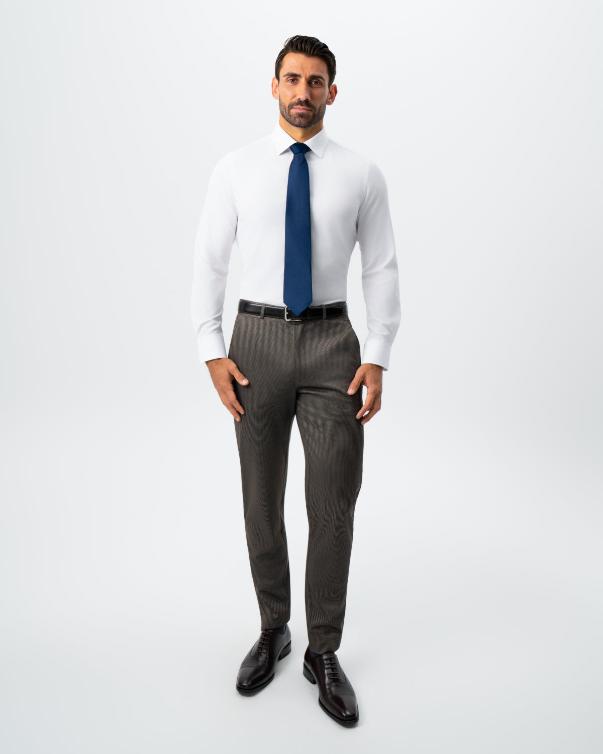 Athletic Fit Stretch Suit - Brown Houndstooth