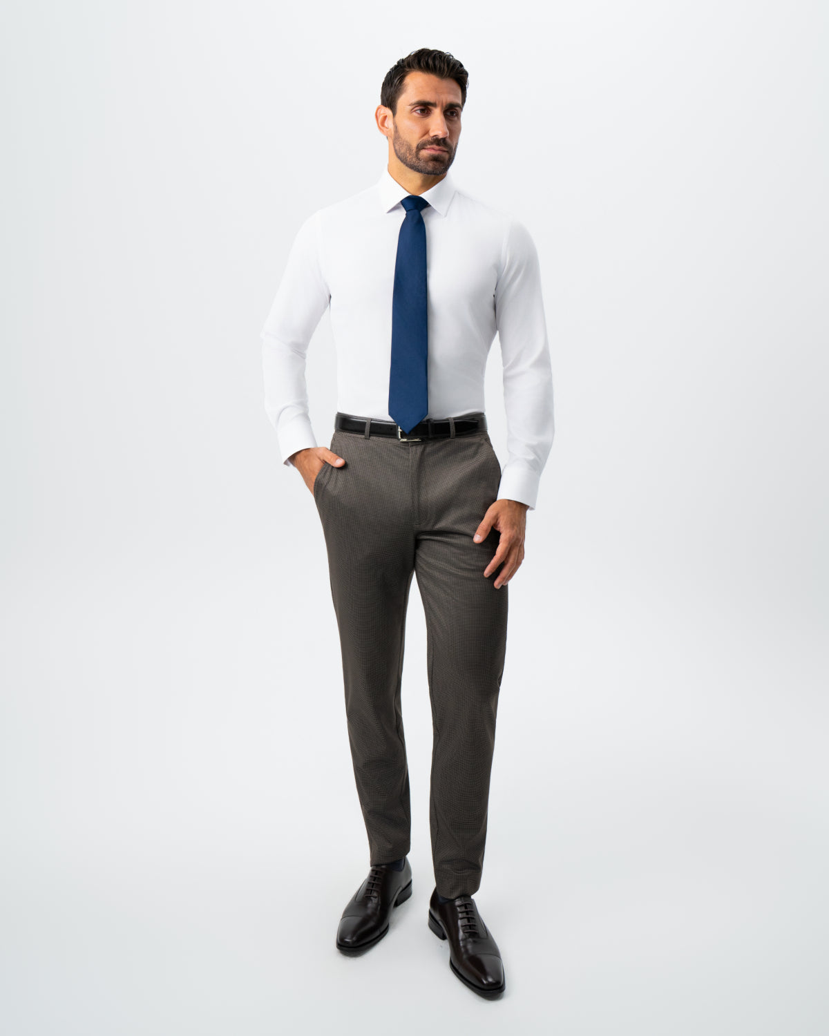 Athletic Fit Stretch Suit - Brown Houndstooth