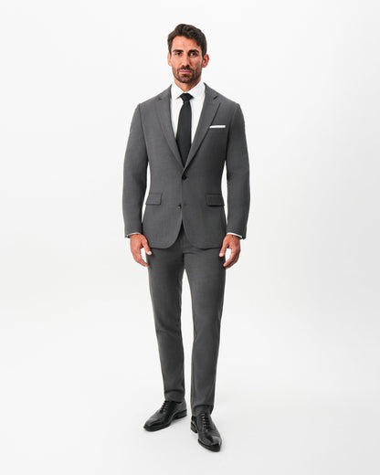 Athletic Fit Stretch Suit Pants - Dark Grey Crosshatch