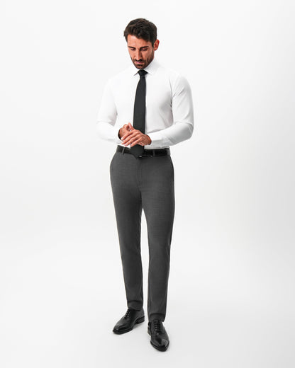 Athletic Fit Stretch Suit Pants - Dark Grey Crosshatch