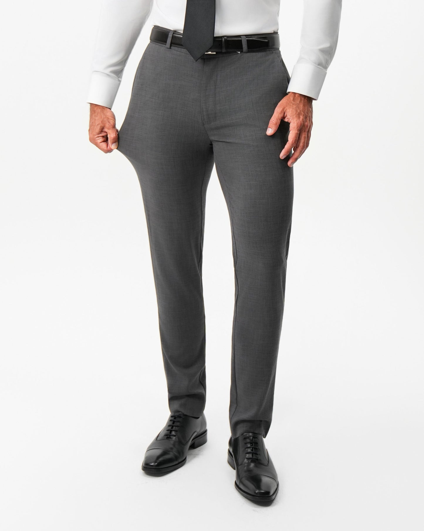 Athletic Fit Stretch Suit Pants - Dark Grey Crosshatch