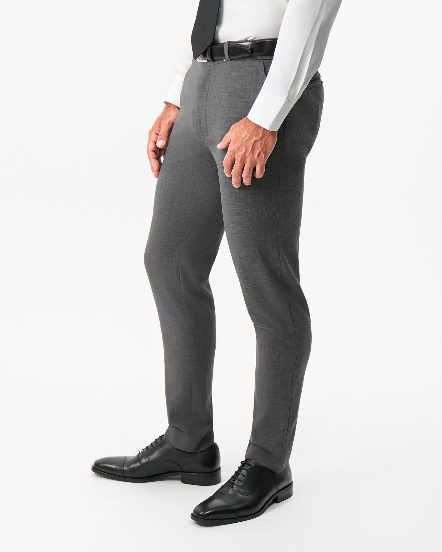 Athletic Fit Stretch Suit Pants - Dark Grey Crosshatch