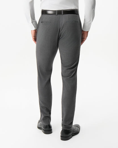 Athletic Fit Stretch Suit Pants - Dark Grey Crosshatch
