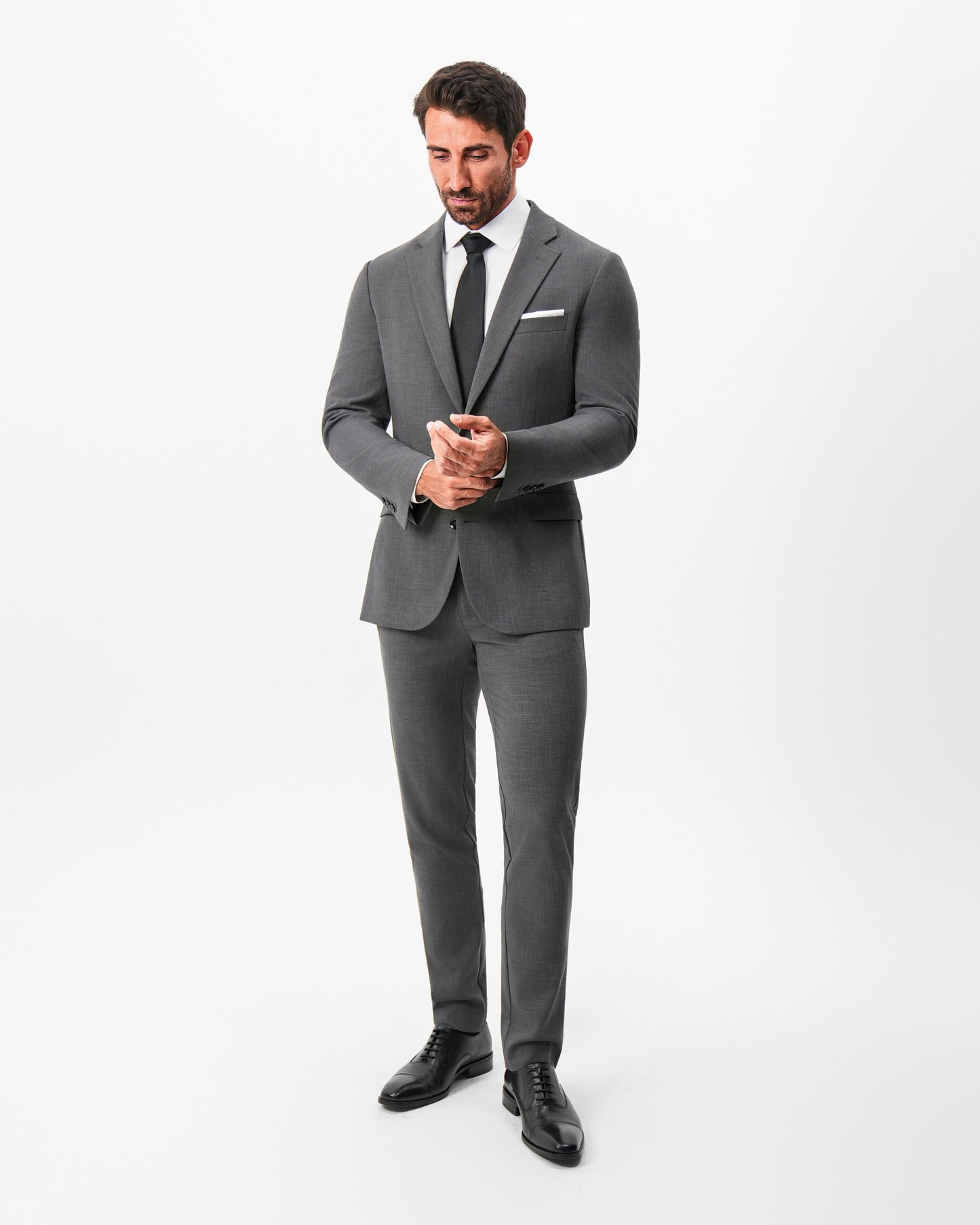 Athletic Fit Stretch Suit - Dark Grey Crosshatch