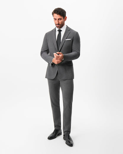 Athletic Fit Stretch Suit - Dark Grey Crosshatch