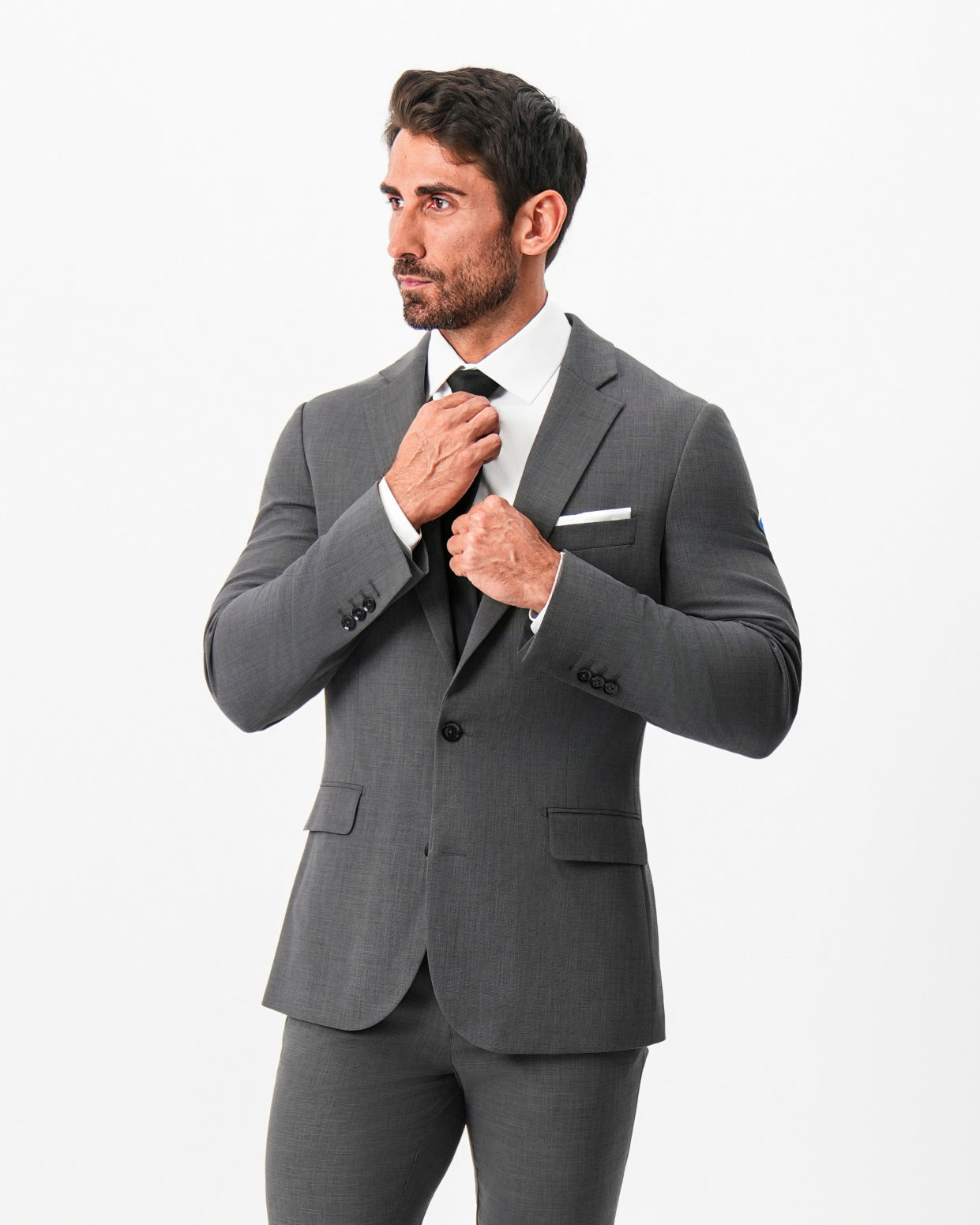 Athletic Fit Stretch Blazer - Dark Grey Crosshatch
