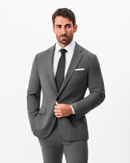 Athletic Fit Stretch Suit - Dark Grey Crosshatch
