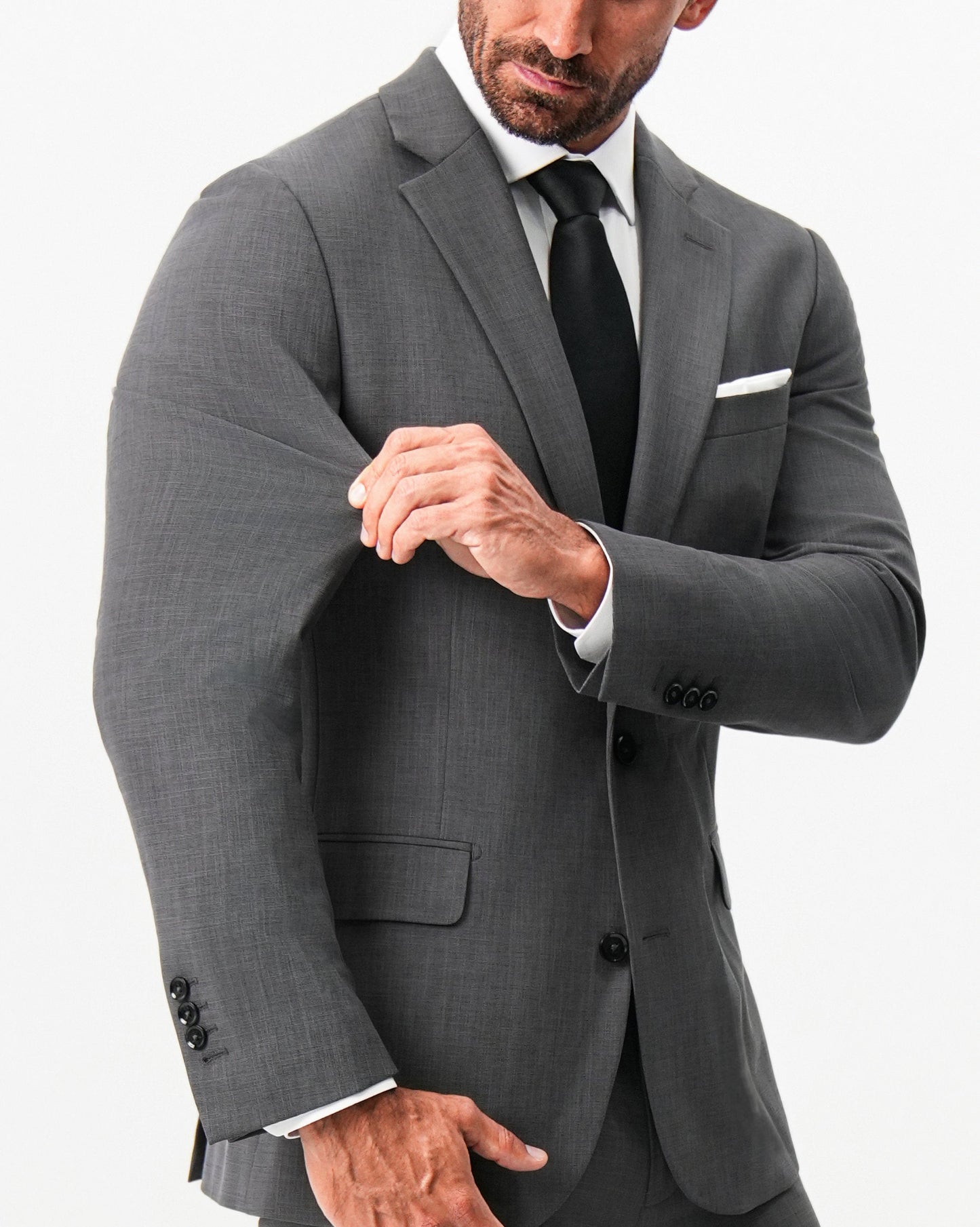 Athletic Fit Stretch Blazer - Dark Grey Crosshatch