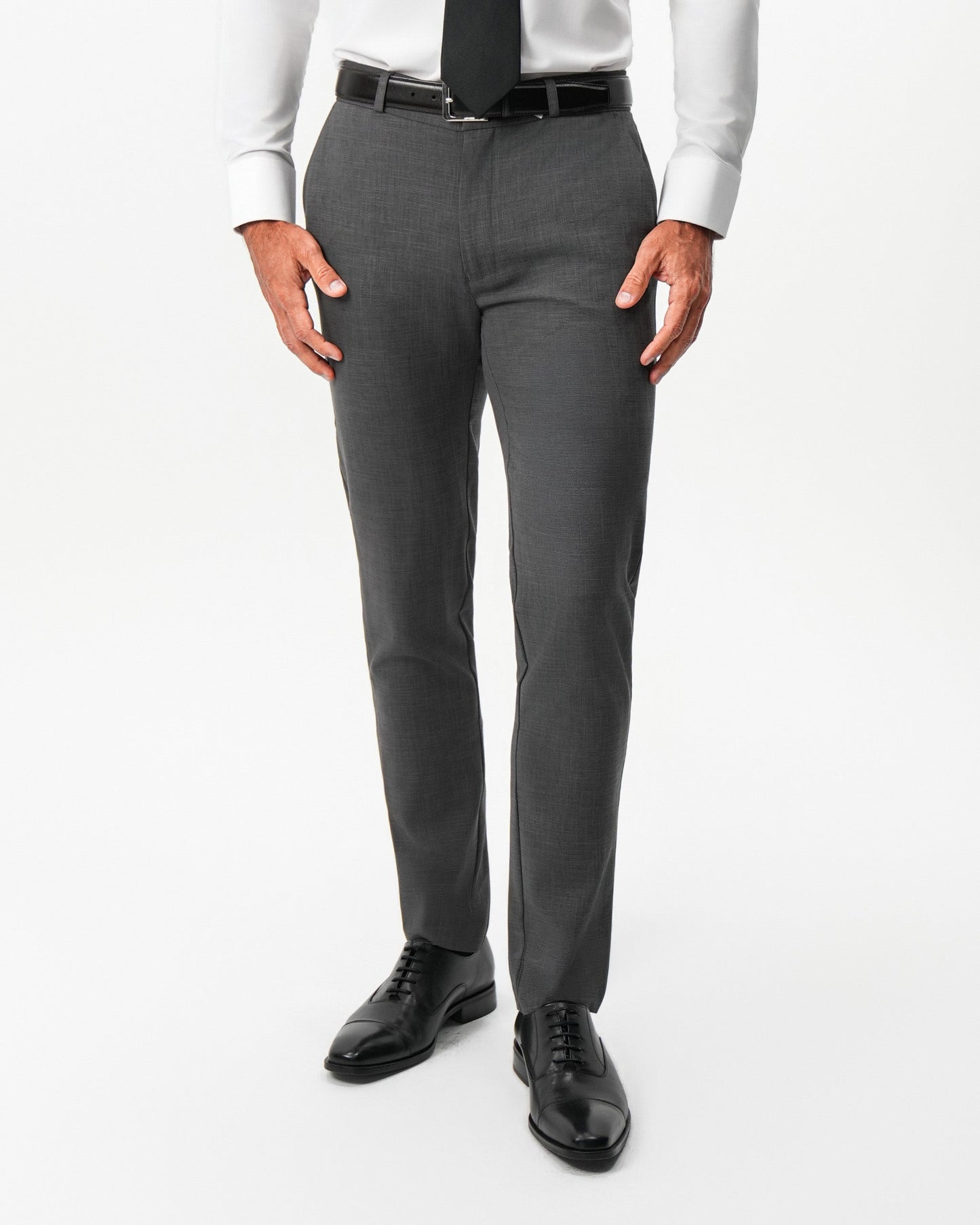 Athletic Fit Stretch Suit Pants - Dark Grey Crosshatch