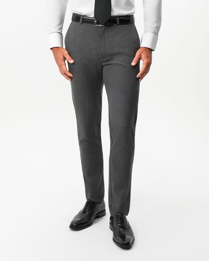 Athletic Fit Stretch Suit Pants - Dark Grey Crosshatch