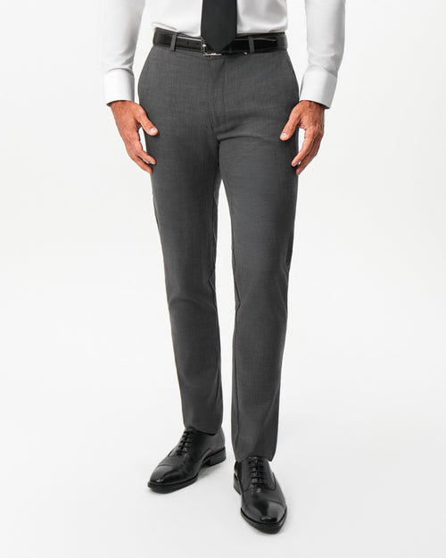 Athletic Fit Stretch Suit Pants - Dark Grey Crosshatch