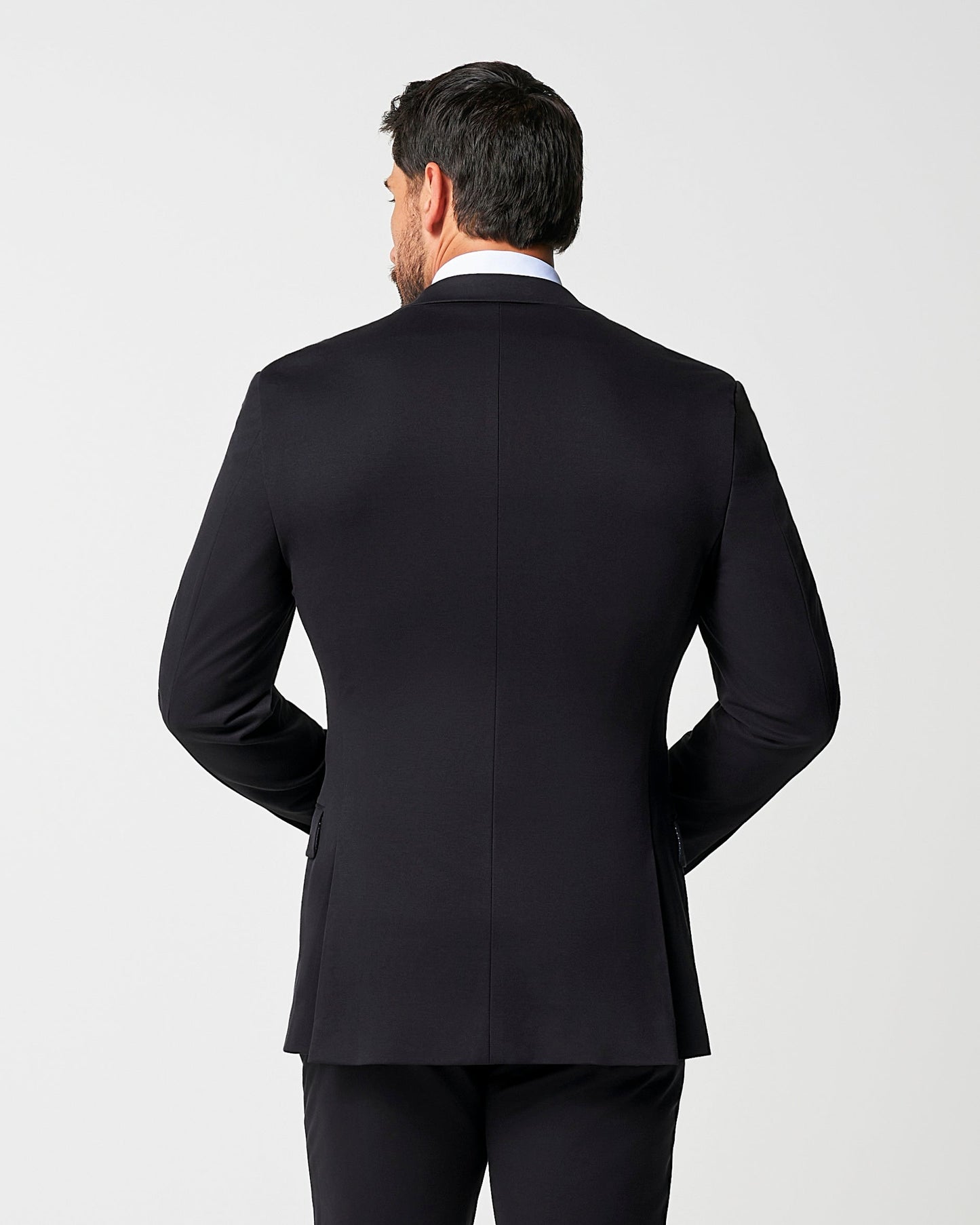Athletic Fit Stretch Suit - Black Double Breasted