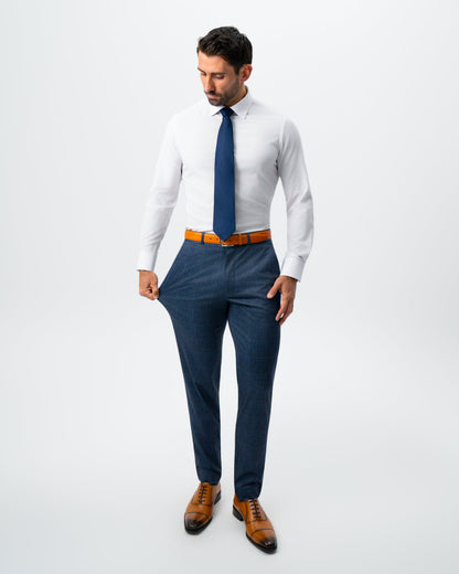 Athletic Fit Stretch Suit - Electric Blue and Black Plaid