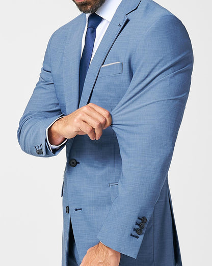 Athletic Fit Stretch Suit - Heathered Light Blue