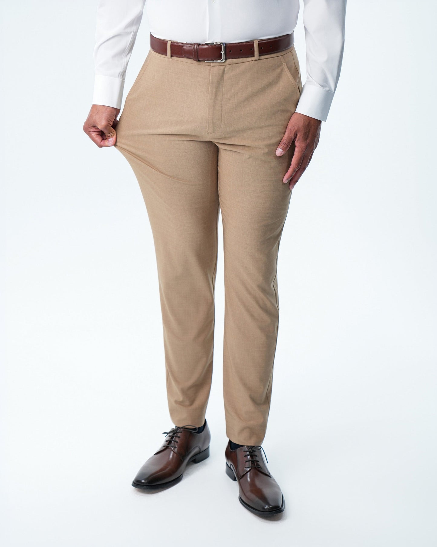 Athletic Fit Stretch Suit - Heathered Sand