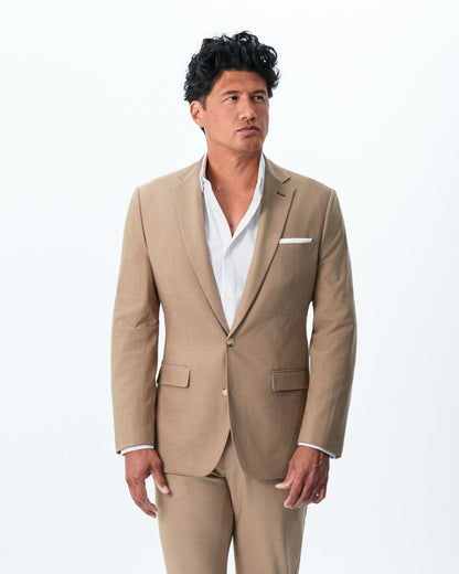 Athletic Fit Stretch Suit - Heathered Sand