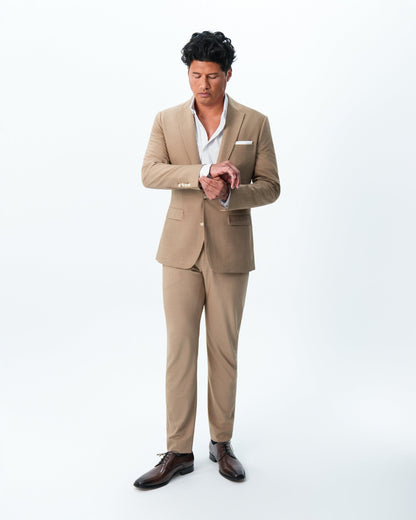 Athletic Fit Stretch Suit - Heathered Sand