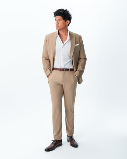 Athletic Fit Stretch Suit - Heathered Sand