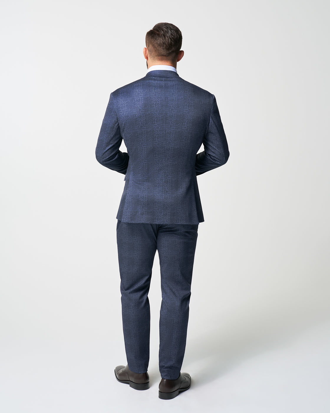 Athletic Fit Stretch Suit - Independence Blue Big Plaid