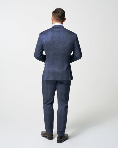 Athletic Fit Stretch Suit - Independence Blue Big Plaid