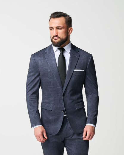 Athletic Fit Stretch Suit - Independence Blue Big Plaid