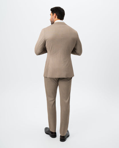 Athletic Fit Stretch Suit - Khaki and Olive Pinstripe