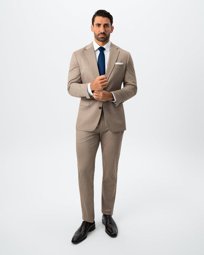 Athletic Fit Stretch Suit - Khaki and Olive Pinstripe