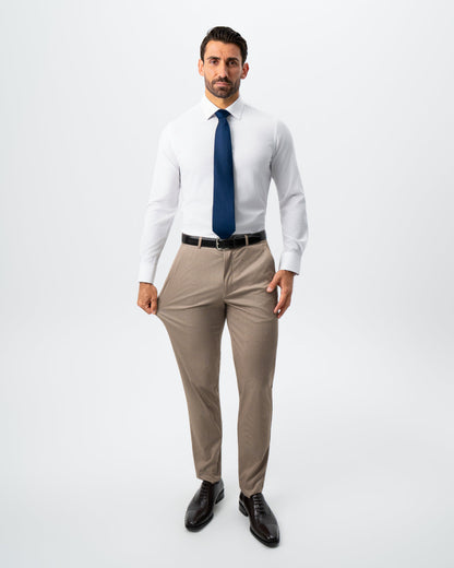 Athletic Fit Stretch Suit - Khaki and Olive Pinstripe